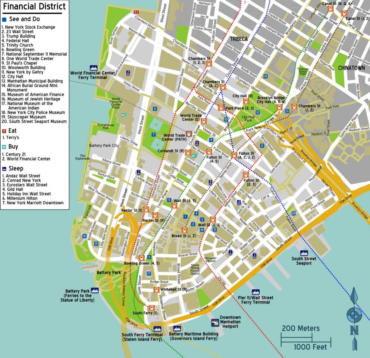 mapa de centro de Manhattan, ny