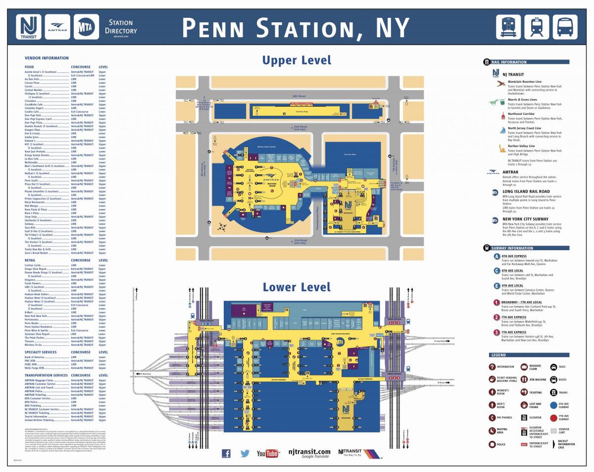 Penn station en Manhattan mapa