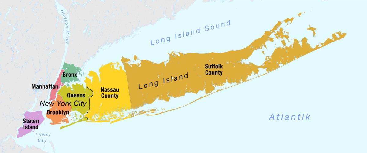 mapa de Nueva York, Manhattan y long island