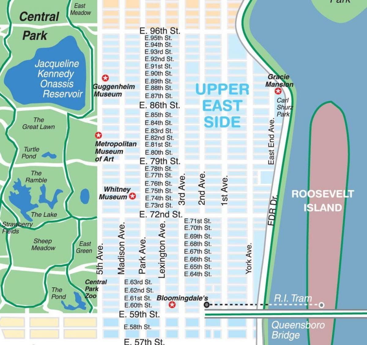 mapa de upper east side de Manhattan