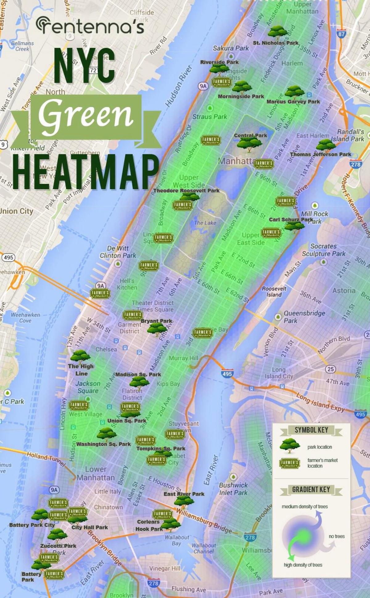 mapa de parques de Manhattan
