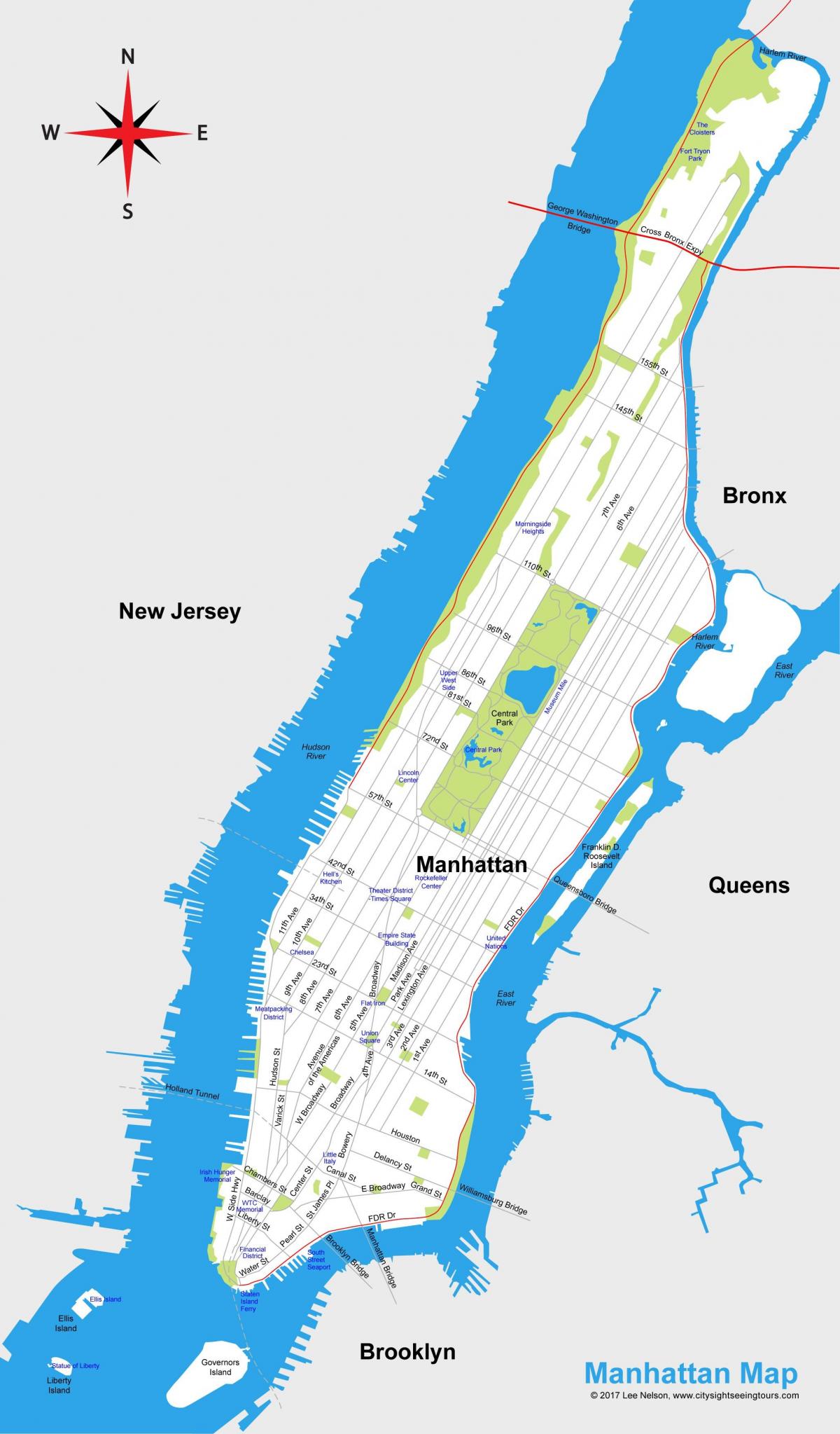 Manhattan de la ciudad de mapa imprimible