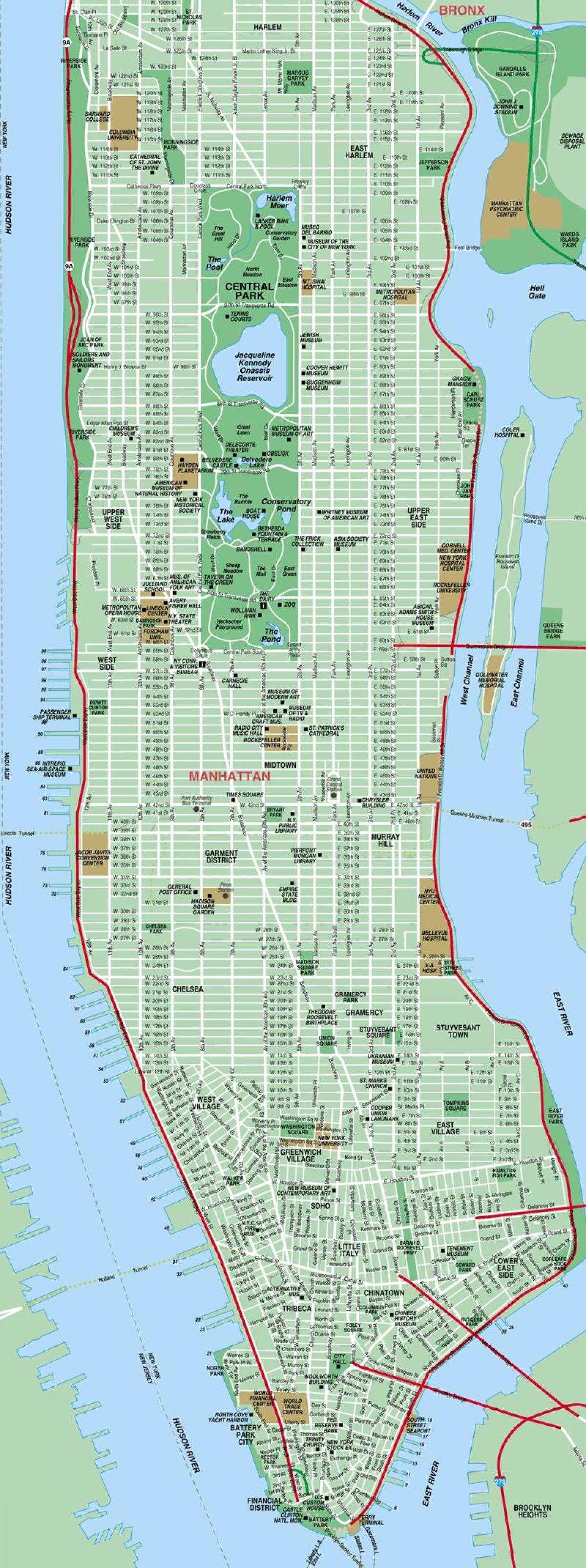 imprimible mapa de las calles de Manhattan