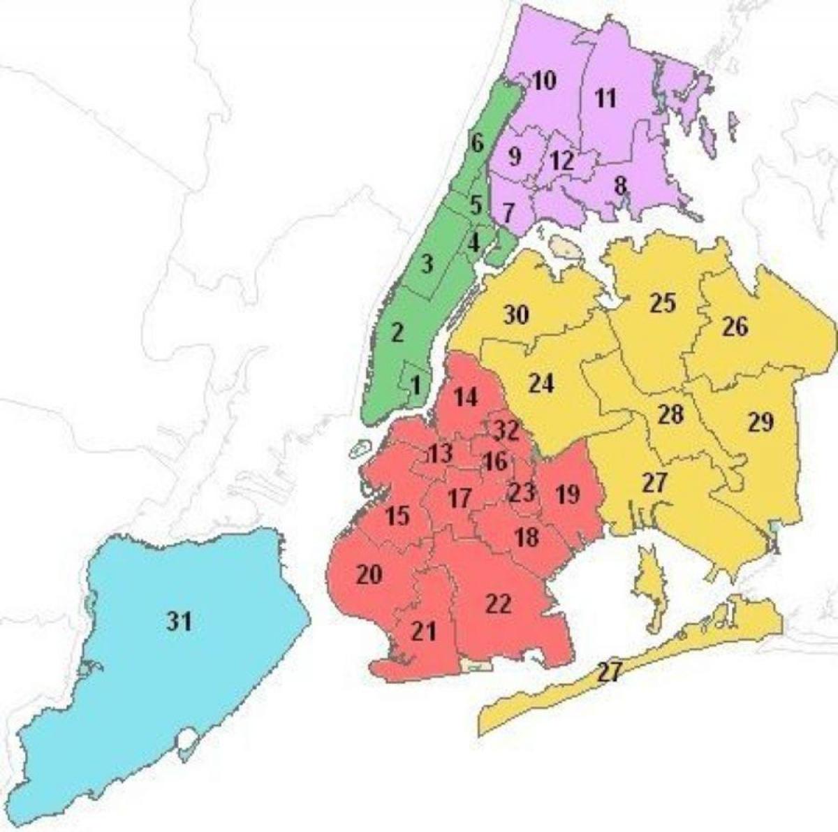 mapa de Manhattan a los distritos escolares