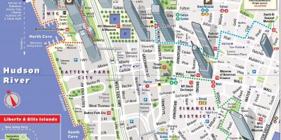 El bajo Manhattan mapa turístico