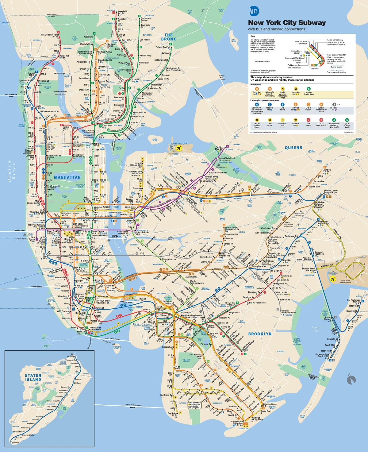 Calle de Manhattan mapa con las paradas de metro