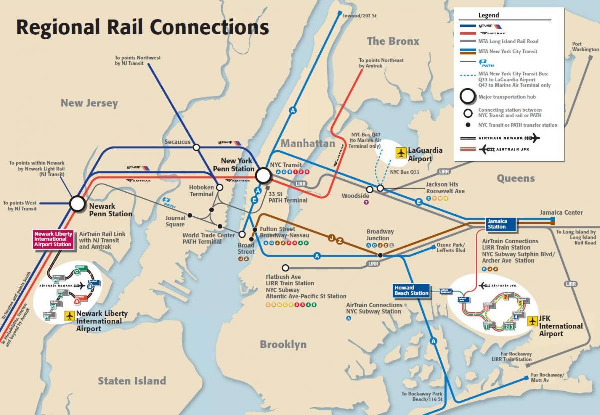 JFK a Manhattan mapa del metro