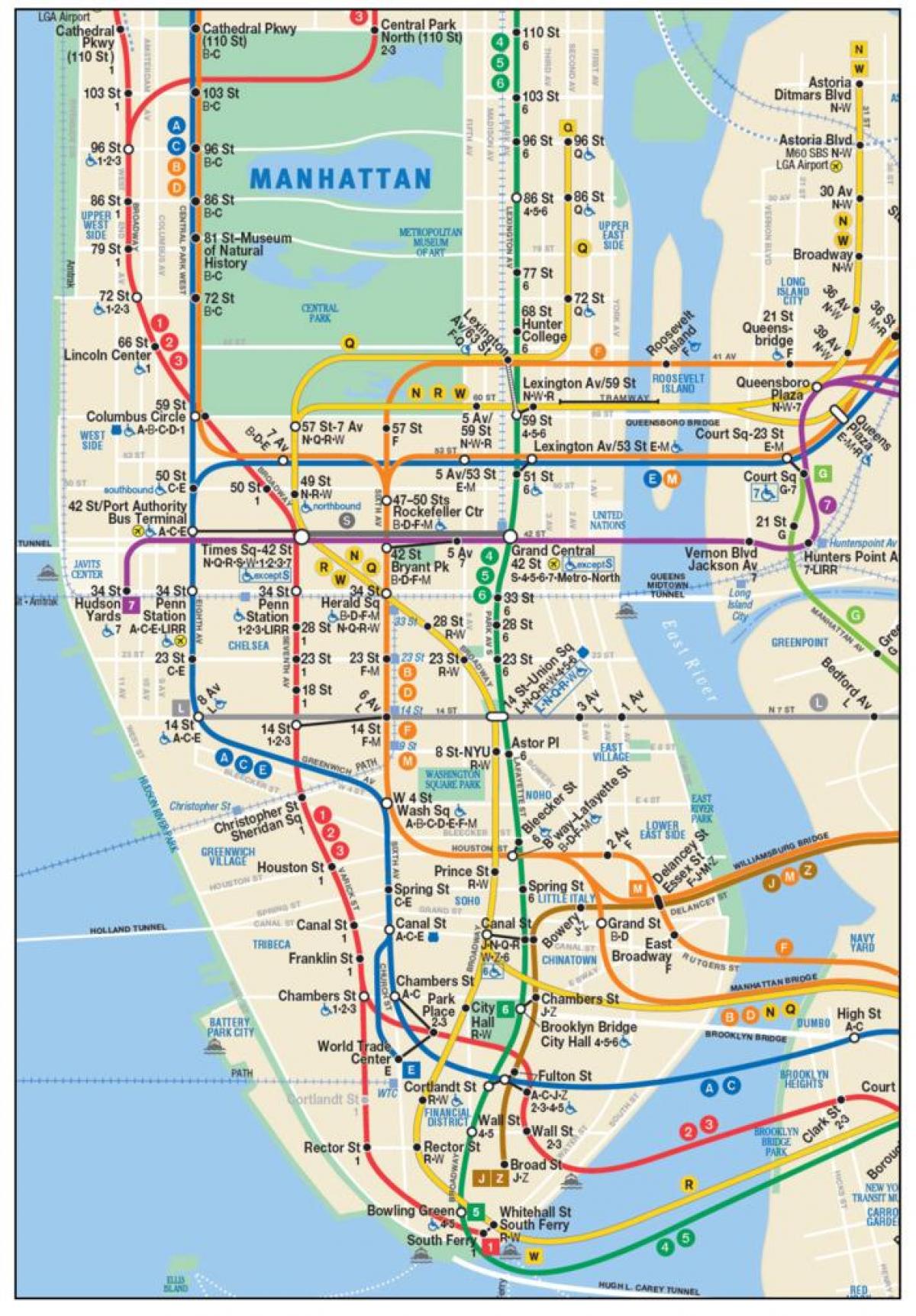 mapa del bajo Manhattan metro