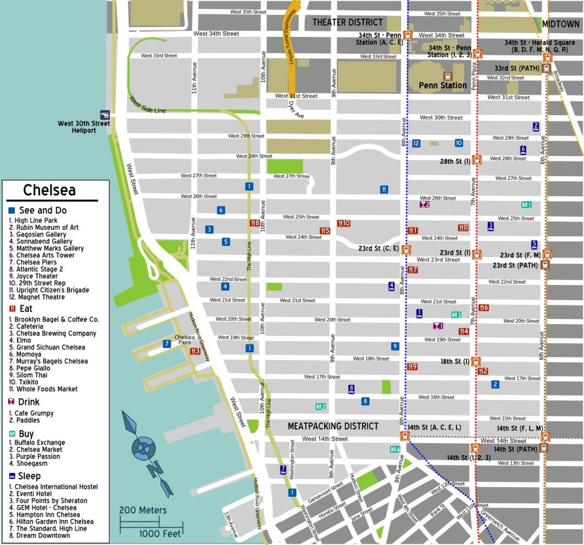 mapa de Chelsea de Manhattan