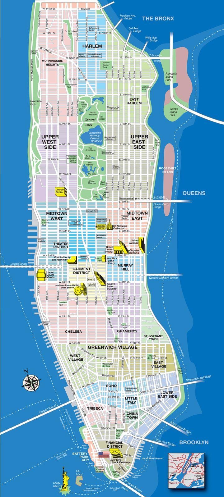 mapa de la isla de Manhattan