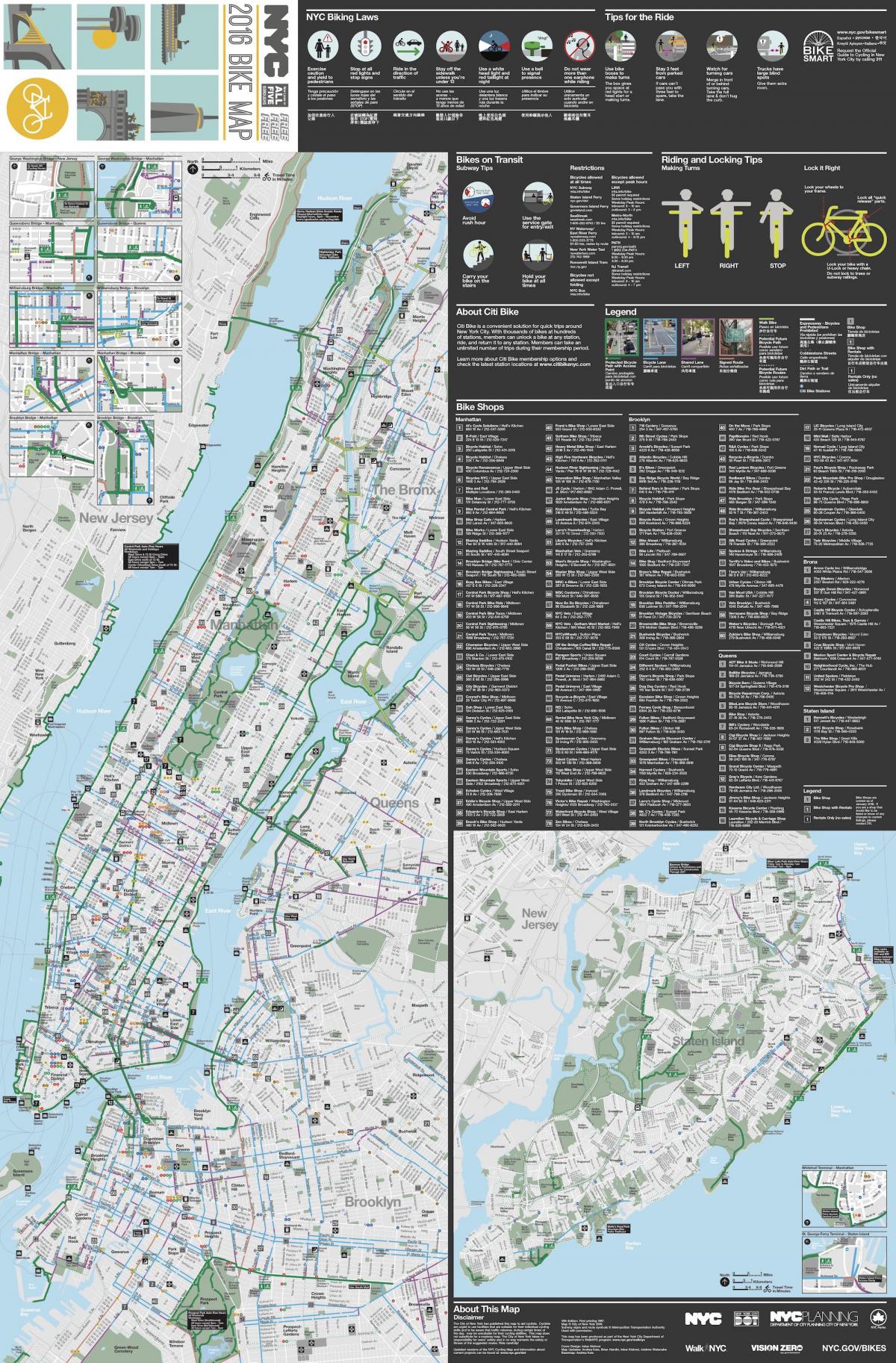 Manhattan mapa de ciclismo