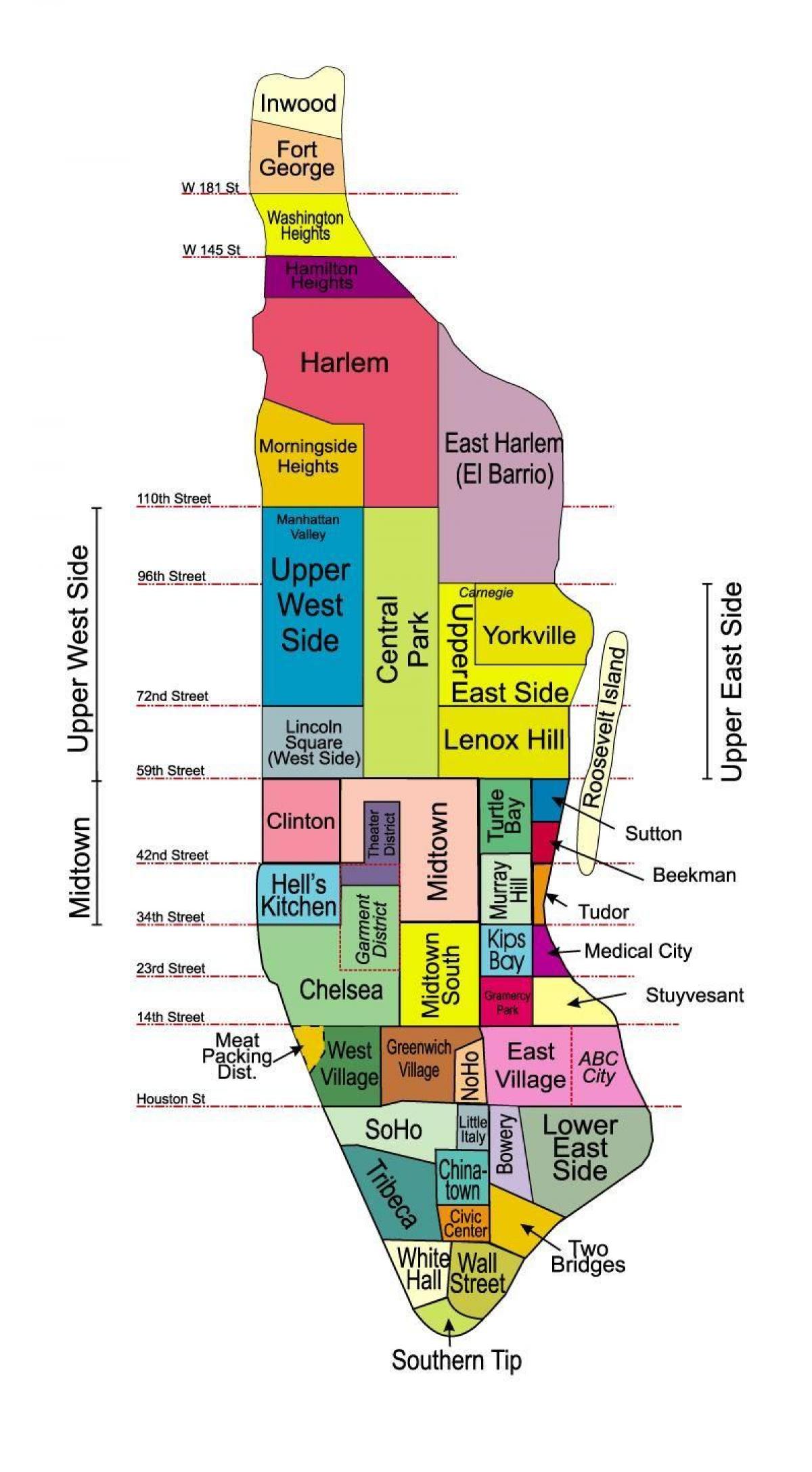 Manhattan Distritos Mapa 
