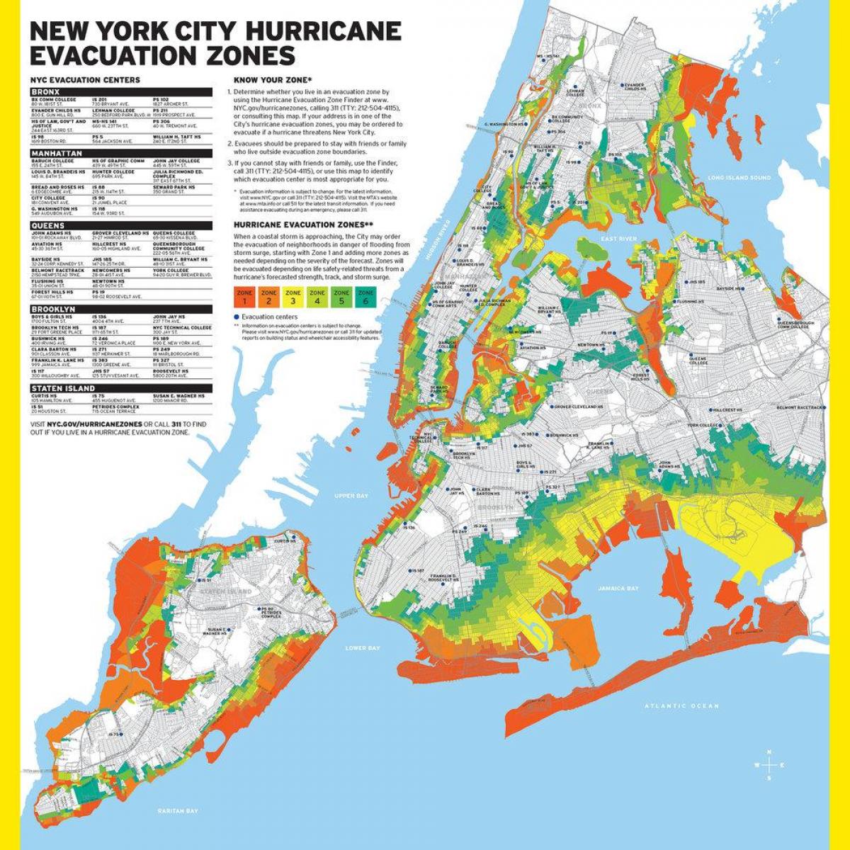 Manhattan, la zona de inundación mapa