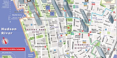 El bajo Manhattan mapa turístico